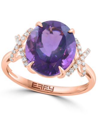 Diamond (1/8 ct. t.w.) & Amethyst (4-5/8 ct. t.w.) Ring in 14k Rose Gold