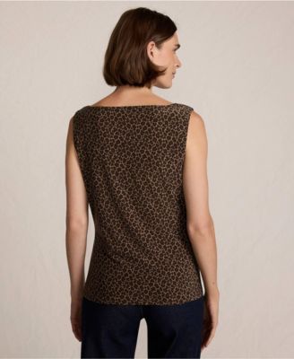 Women's Sleeveless Silky Knit Drape Front Top