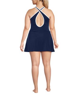 Plus Size Tugless High Neck Swim Dress Swimsuit