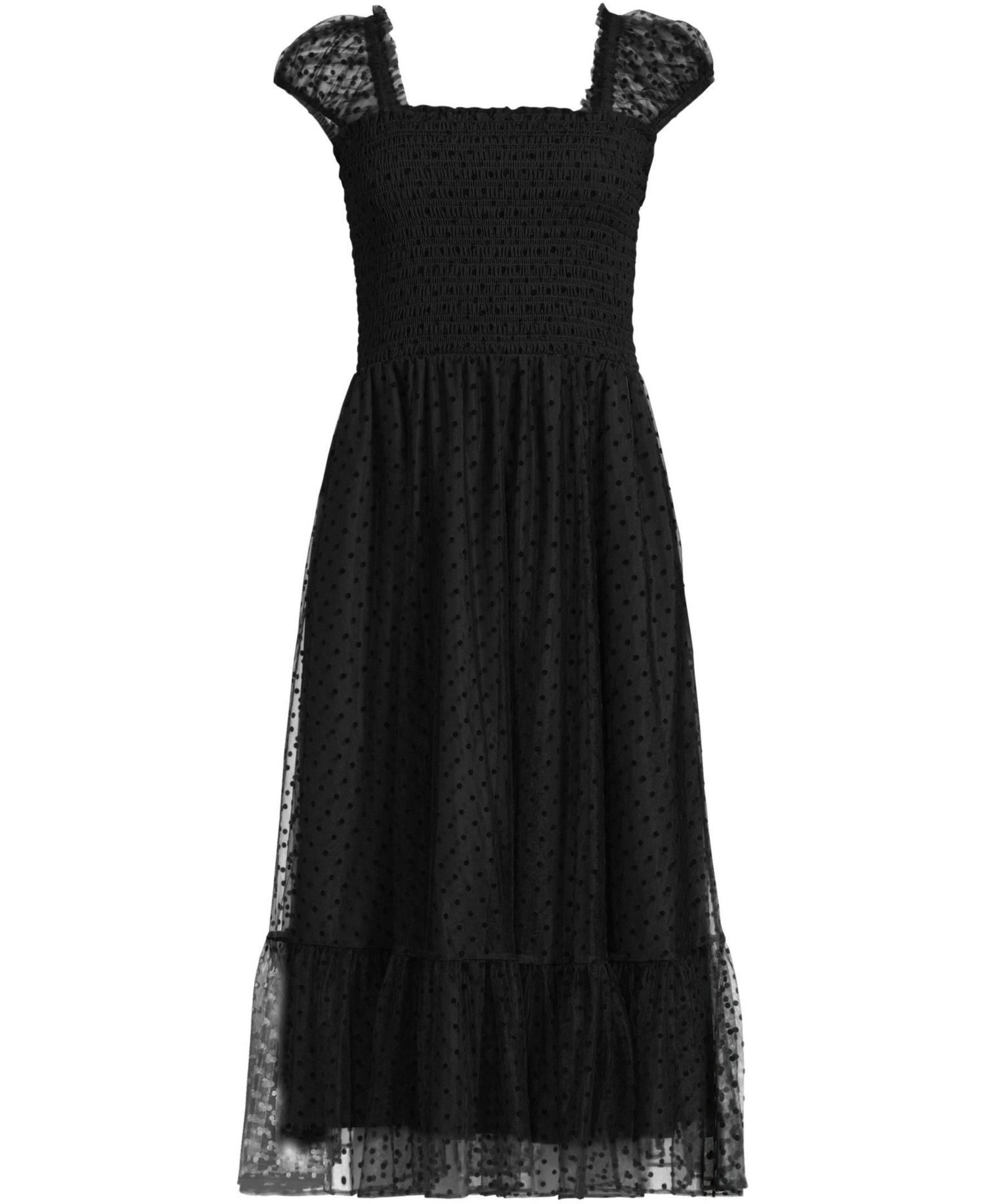 Women's Flocked Chiffon Midi Dress
