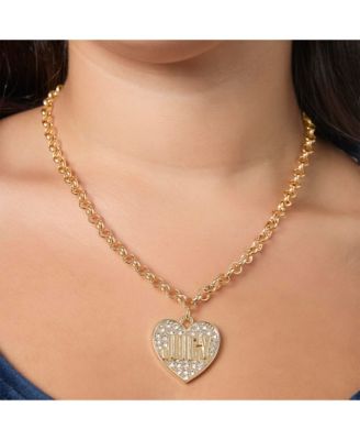 Logo in Heart Pave Necklace - tone