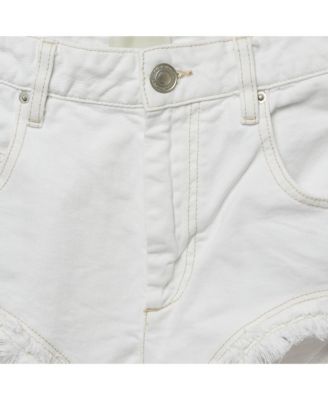 Women's White Denim Raw Edge Eneidao Shorts