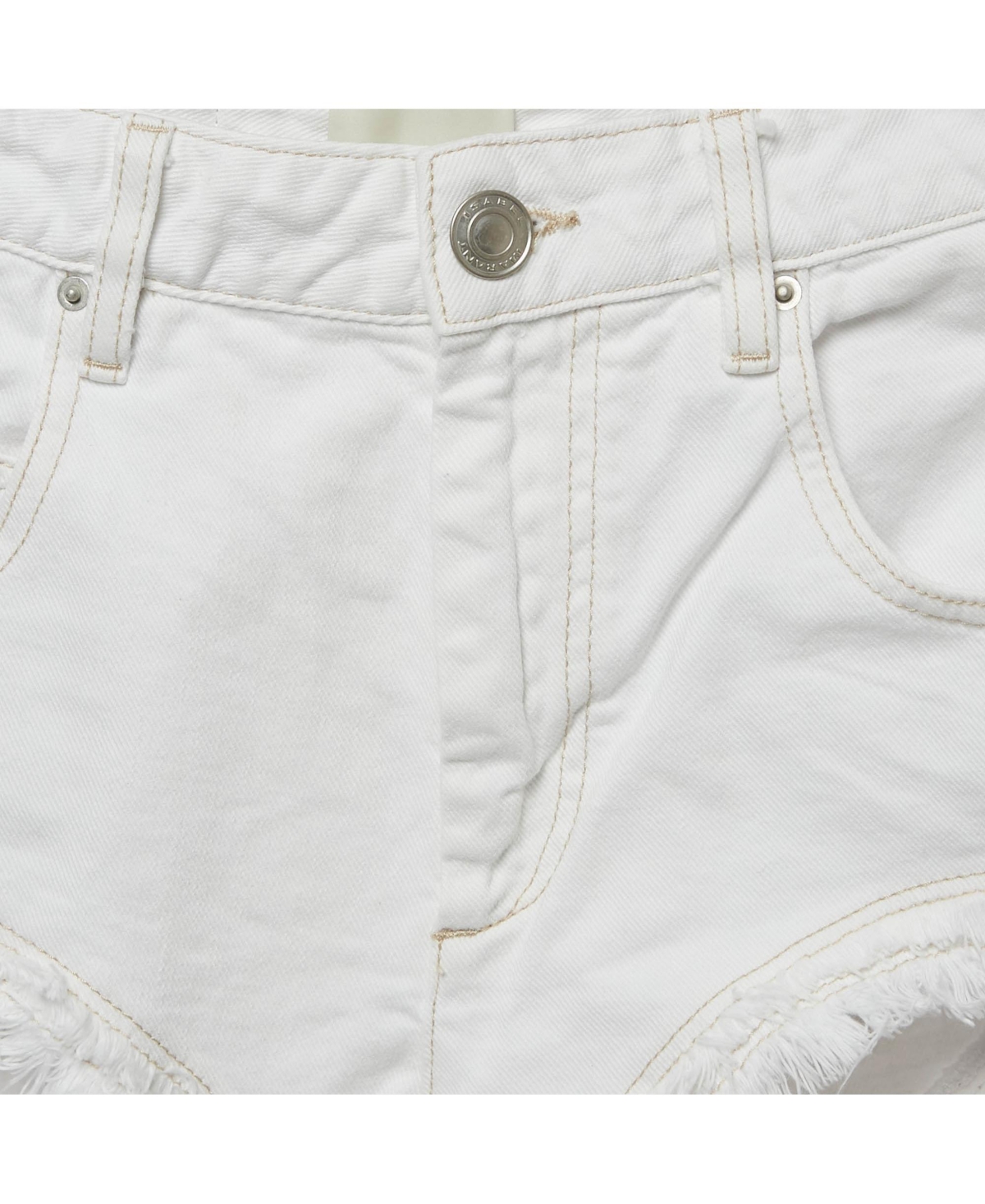 Pre-Owned Isabel Marant Women's White Denim Raw Edge Eneidao Shorts
