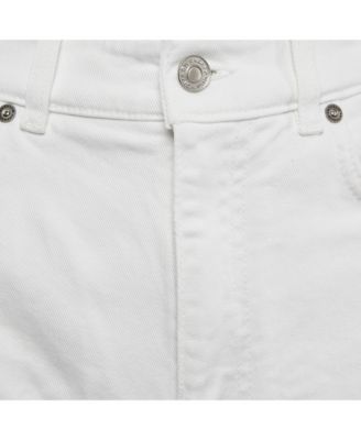 Women's White Denim Distress Pocket Detail Shorts