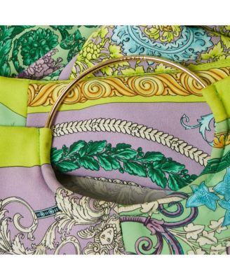 Women's Green Barocco Crepe Metallic Ring Detail Shorts