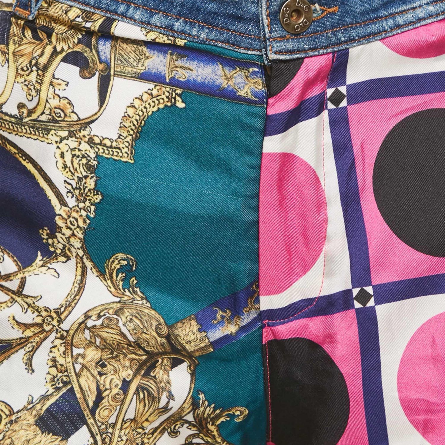 Women's Pre-Owned D&g Multicolor Patchwork Denim Bermuda Shorts