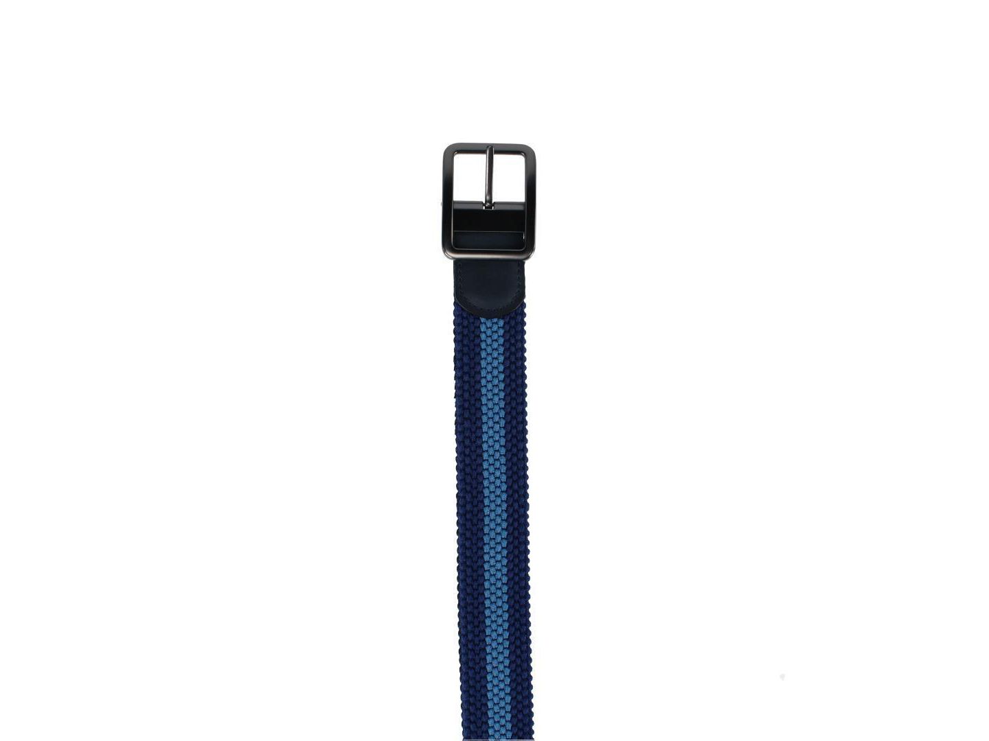 Мужской ремень TRAFALGAR Big & Tall Arturo Black and Blue Striped Reversible Braided Belt, цвет: Чёрный / Синий — фото 3