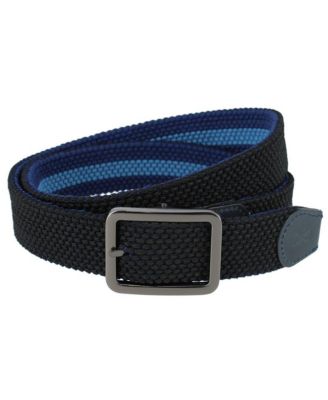 Big & Tall Arturo Black and Blue Striped Reversible Braided Casual Golf Belt