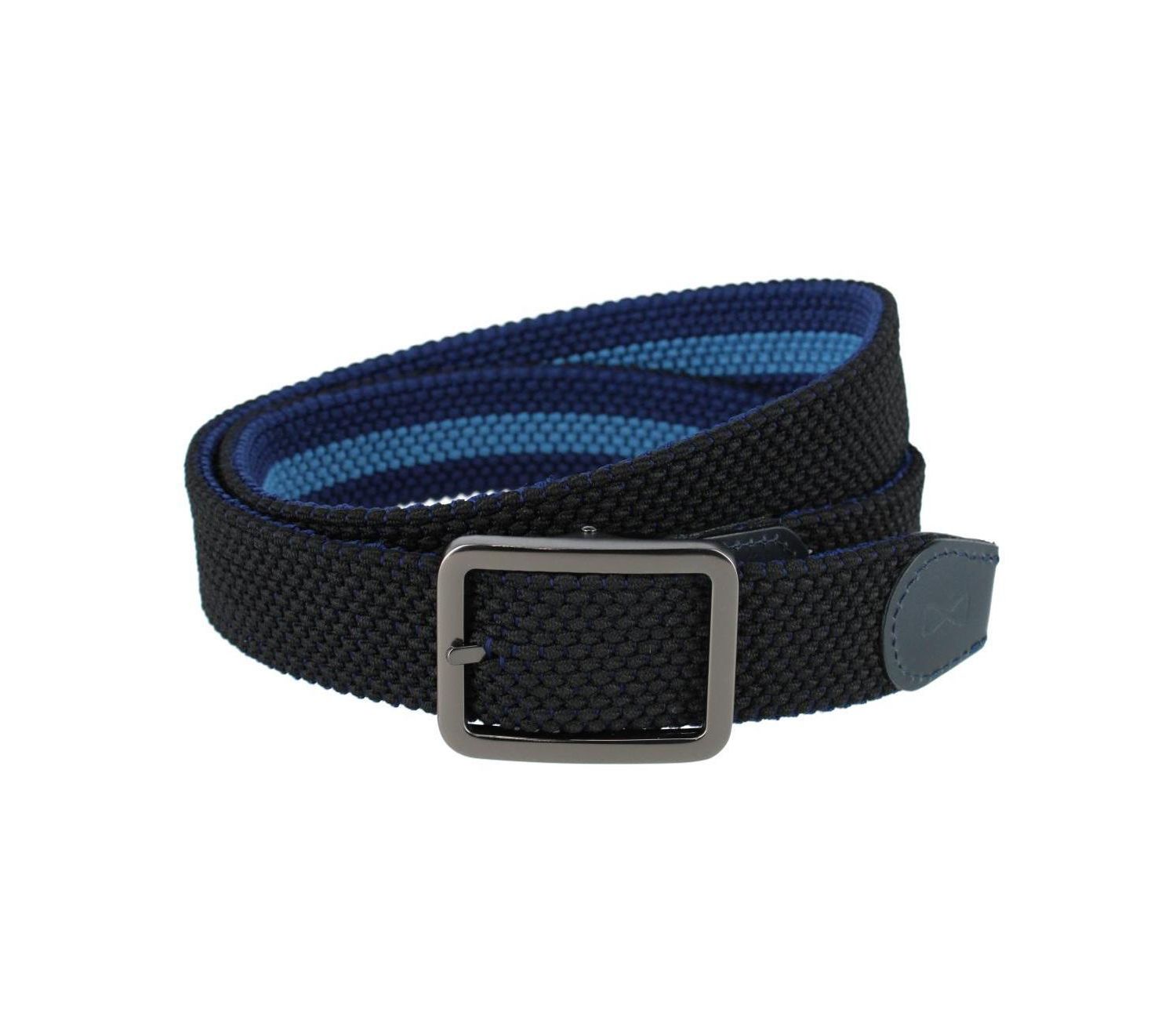 Big & Tall Arturo Black and Blue Striped Reversible Braided Belt