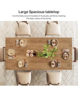 Dining Table for 4-6, Farmhouse Kitchen Table with Heavy Duty Pedestal, Rectangular Wooden Dinner Furniture