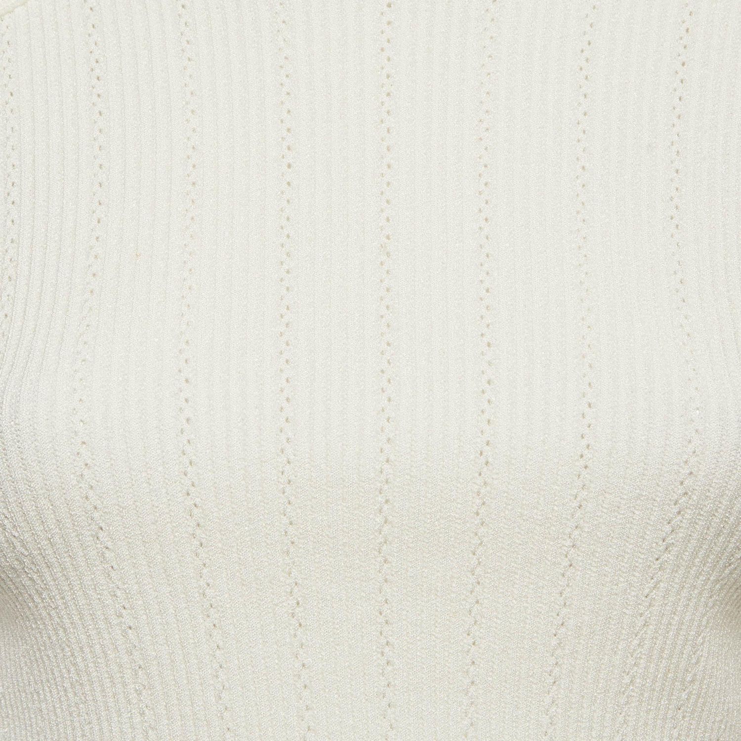 Women's White Rib Knit Structured Shoulders Turtleneck Sweater