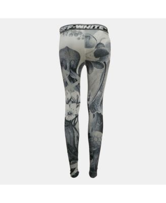 Women's Grey Athleisure Botanical Print Jersey Leggings
