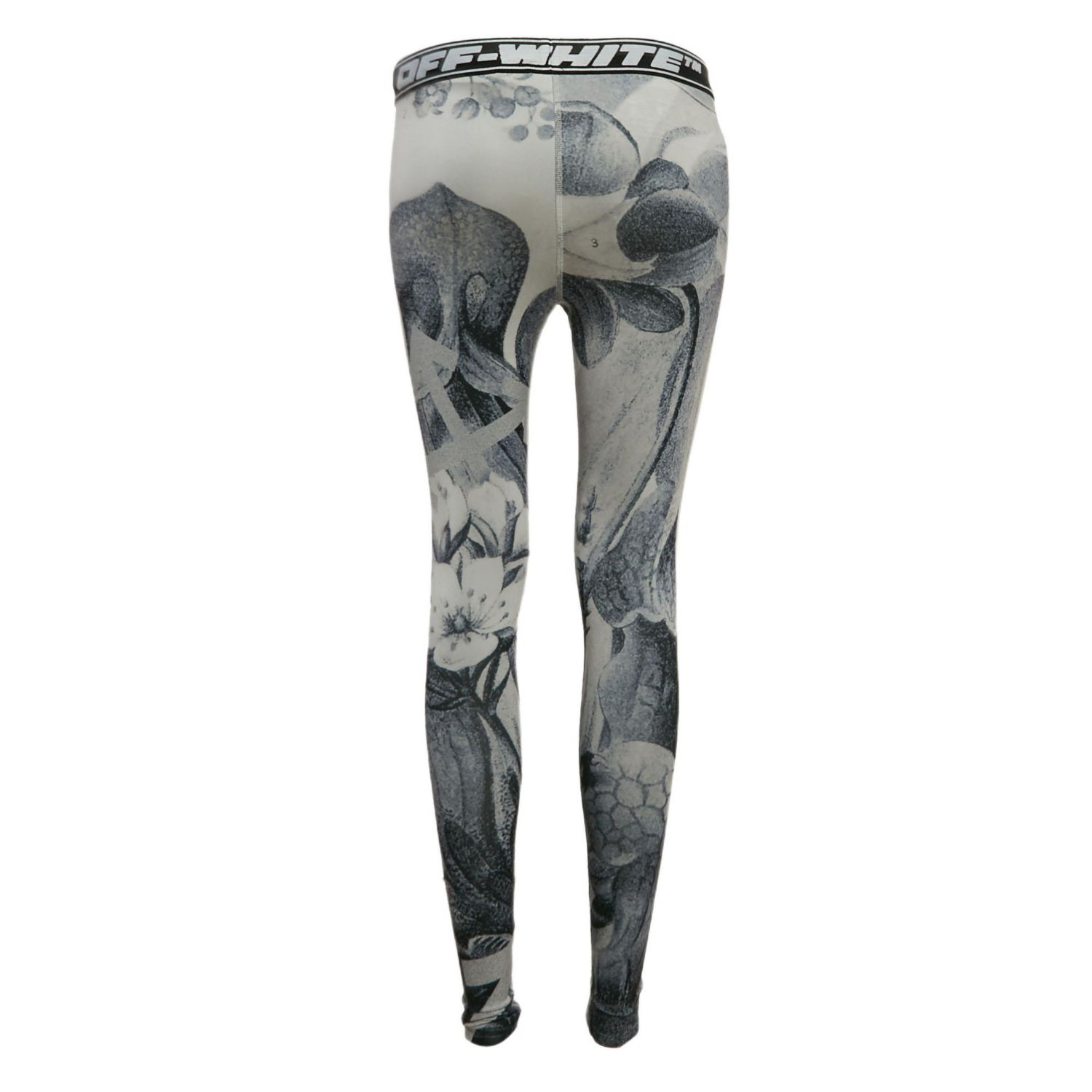 Women's Grey Athleisure Botanical Print Jersey Leggings