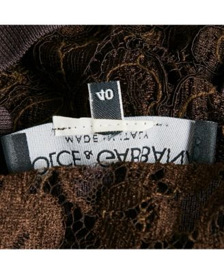 Women's Brown Jersey And Lace V-Neck Top