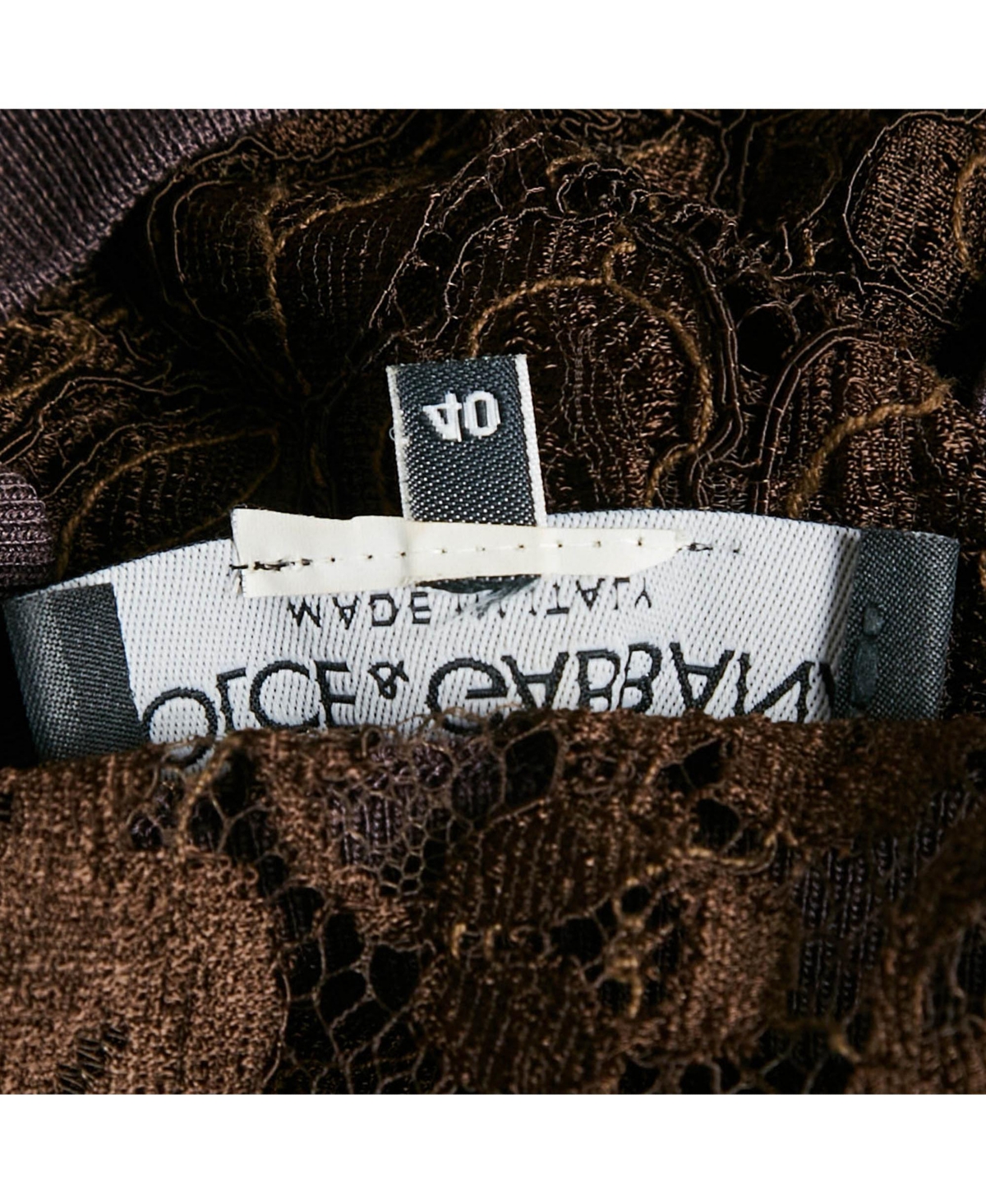 Pre-Owned Dolce & Gabbana Women's Brown Jersey And Lace V-Neck Top