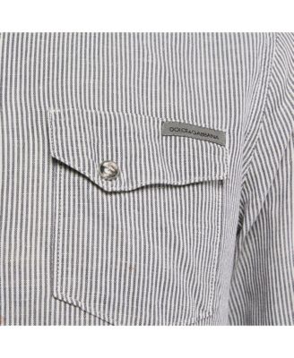 Men's Grey Stripe Cotton Button Front Shirt