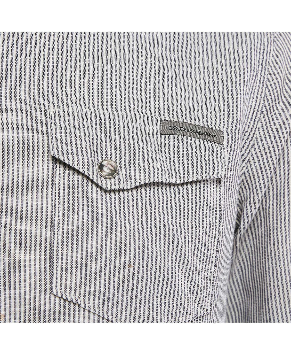 Pre-Owned Dolce & Gabbana Men's Grey Stripe Cotton Button Front Shirt