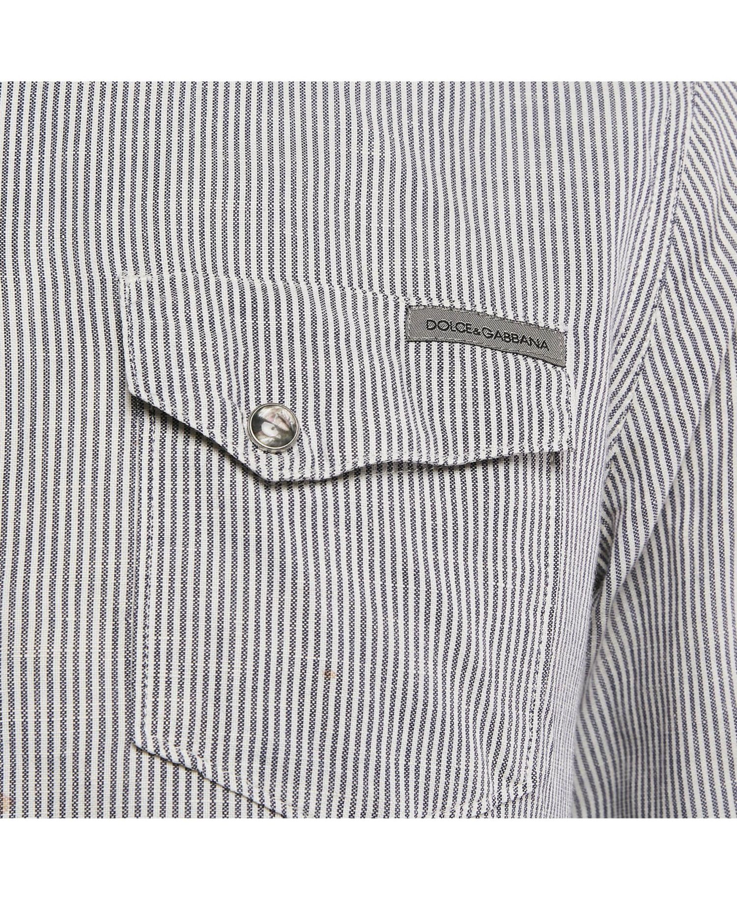 Men's Grey Stripe Cotton Button Front Shirt