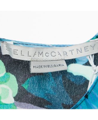 Women's Blue Floral Print Silk Blouse