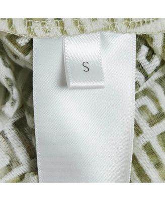 Women's Cream Monogram Sheer Jacquard Knit Long Sleeve Top