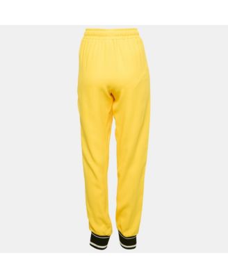 Women's Yellow Crepe Logo Tape Trimmed Trackpants