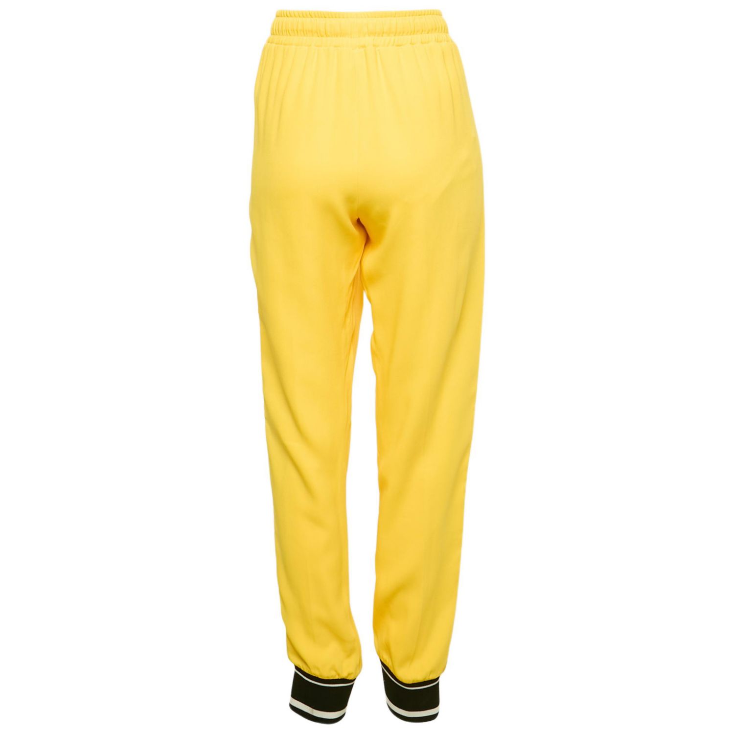 Women's Yellow Crepe Logo Tape Trimmed Trackpants