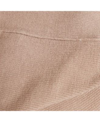 Women's Beige Rib Knit Sleeveless Monili Bead Detail Cardigan