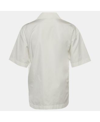 Women's White Cotton Poplin Short Sleeve Sangallo Shirt
