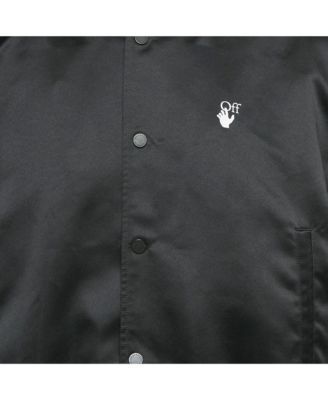 Men's Black Logo Print Synthetic Bomber Jacket