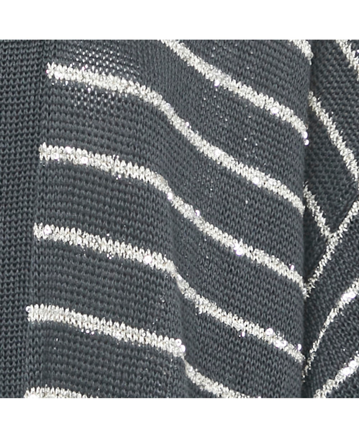 Pre-Owned Brunello Cucinelli Women's Grey Striped Cotton Sequin Long Cardigan