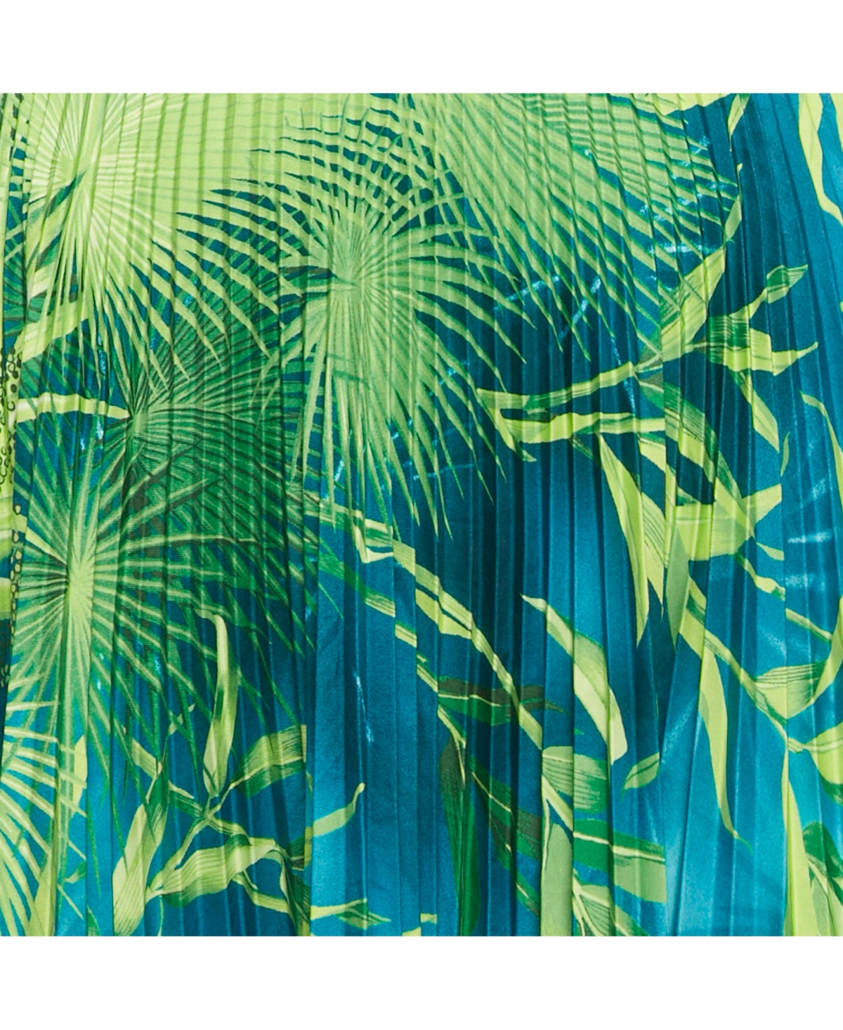 Pre-Owned Versace Women's Green Jungle Print Plisse Midi Skirt