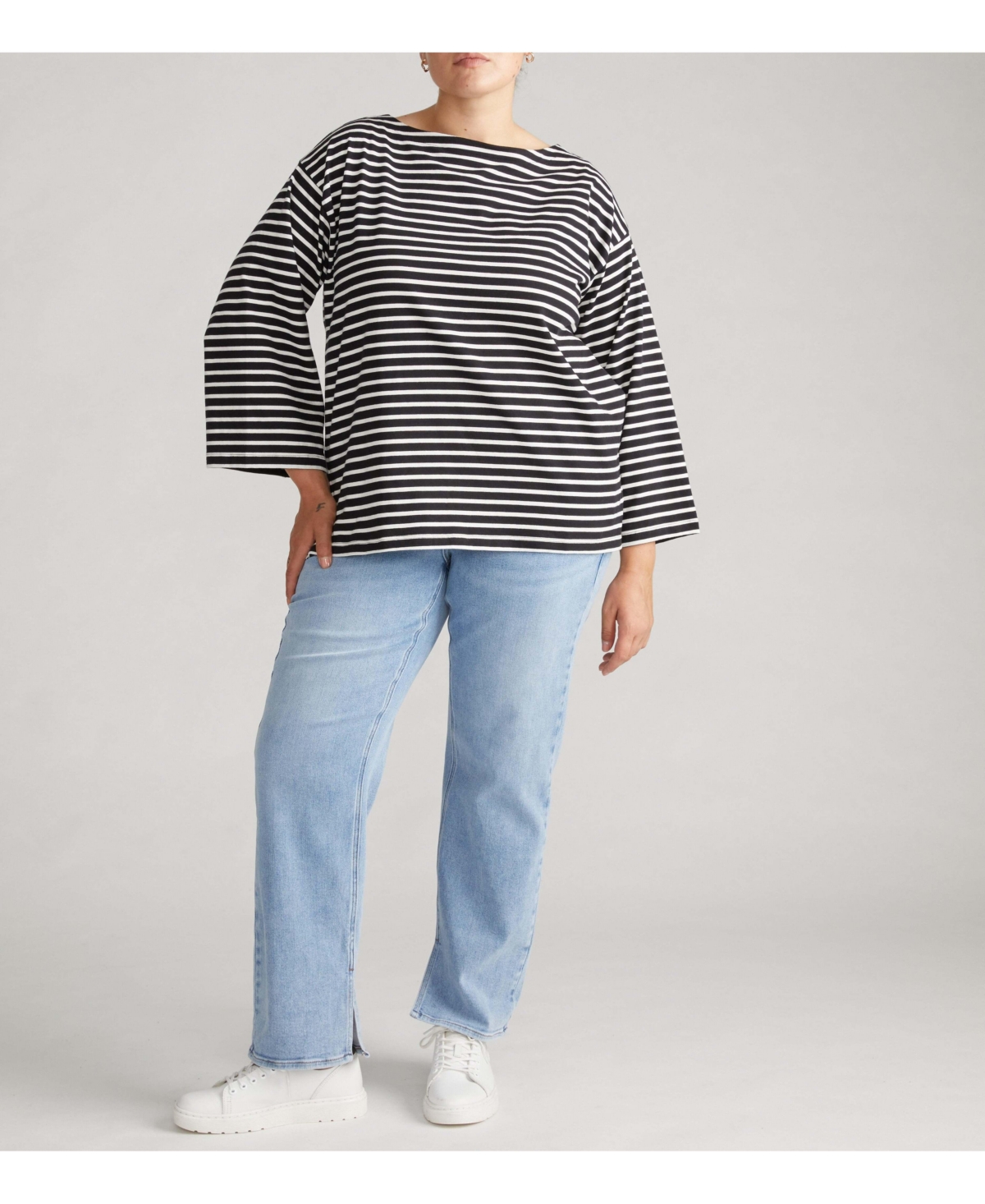 Universal Standard Plus Montauk Breton Stripe Bell Sleeve Top