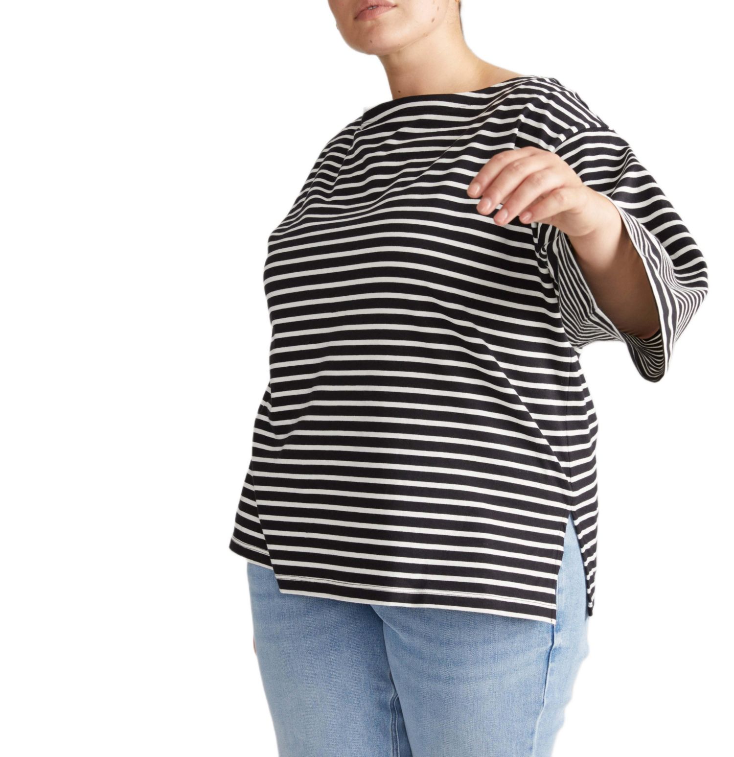Plus Size Montauk Breton Stripe Bell Sleeve Top
