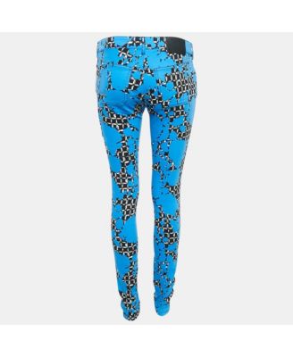 Women's Blue Printed Denim Skinny Jeans