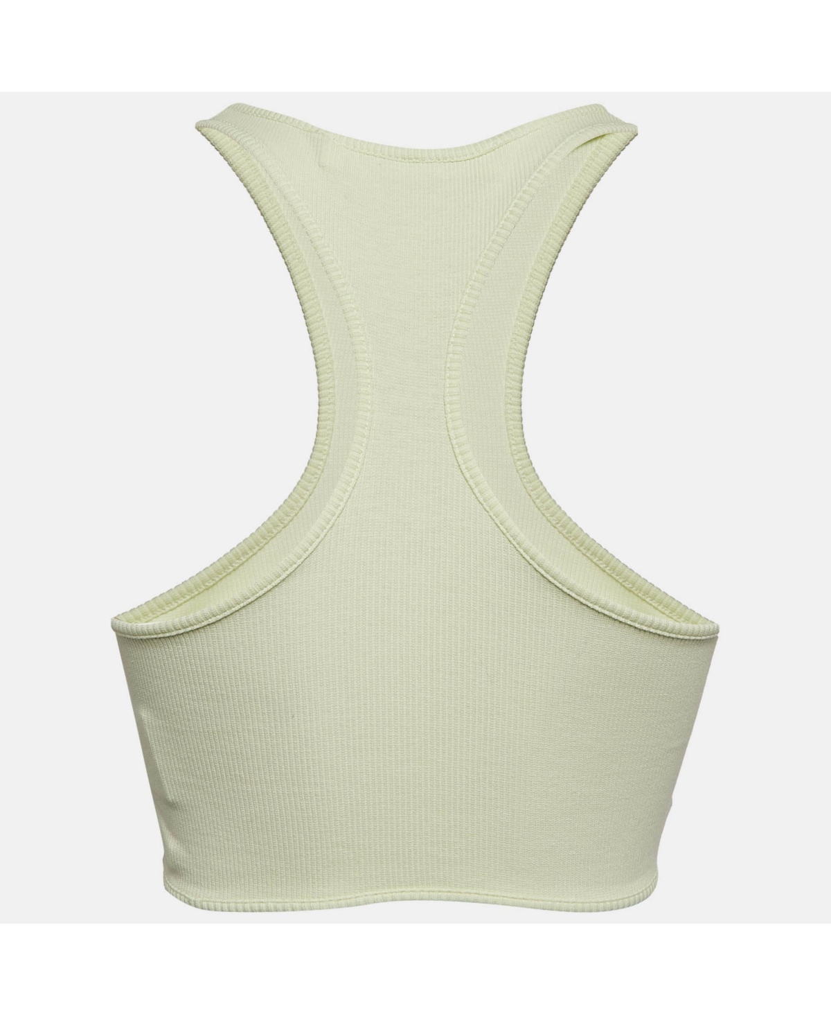 Pre-Owned Off-White Women's Green Logo Print Rib Knit Crop Tank Top