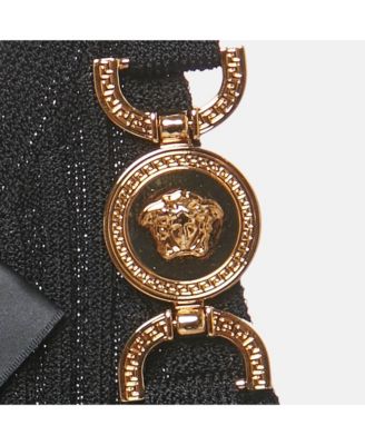 Women's Black Rib Knit Medusa Detail Tank Top