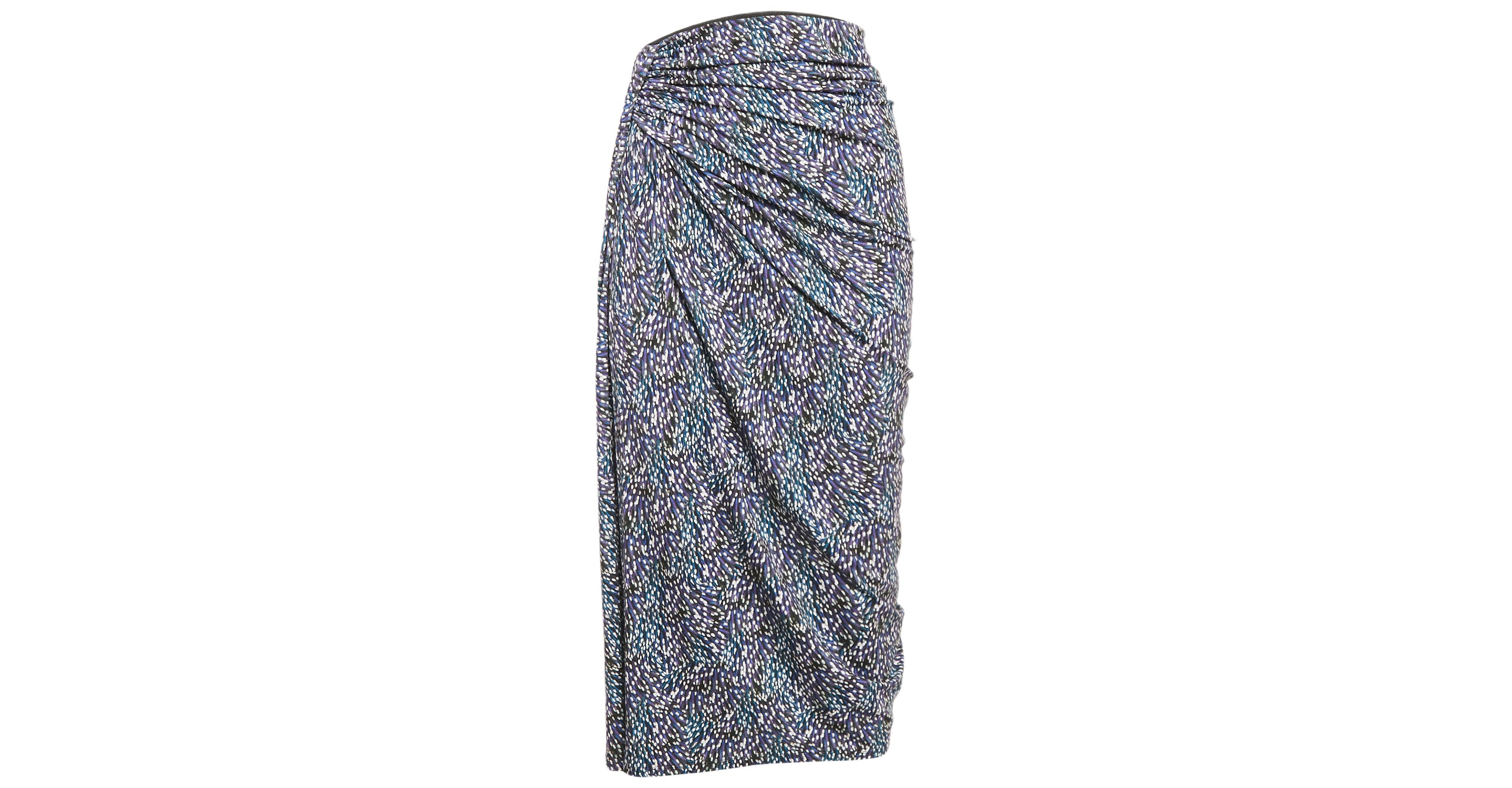 Pre-Owned Isabel Marant Women's Etoile Blue Jeldia Print Jersey Draped Midi Skirt