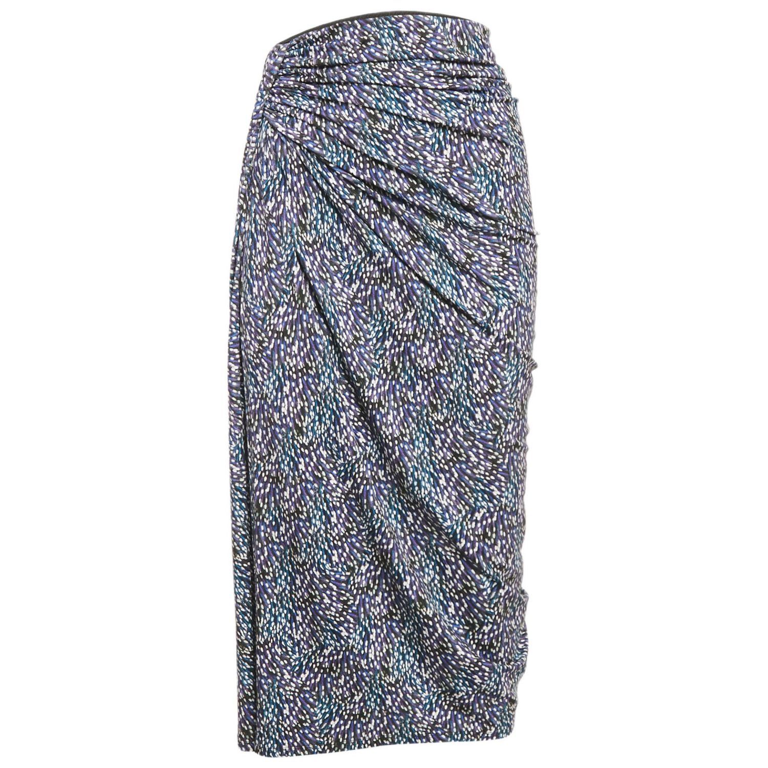 Women's Etoile Blue Jeldia Print Jersey Draped Midi Skirt