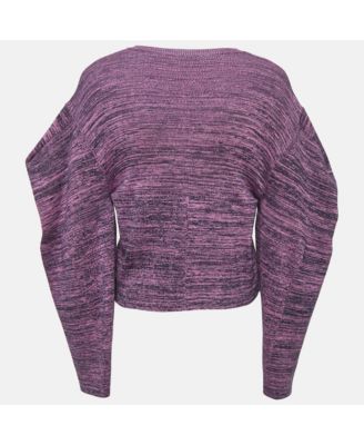 Women's Purple Patterned Cotton Knit Sweater