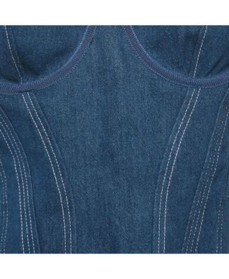 Women's Denim And Mesh Bustier Corset Top