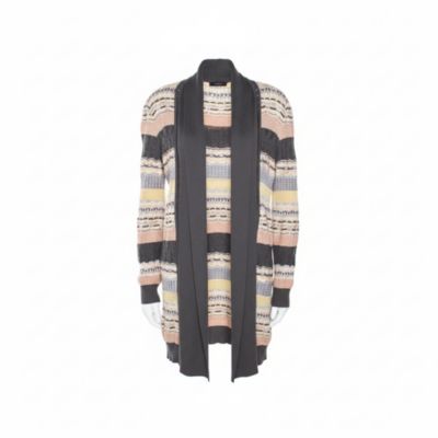 Women's Multicolor Jacquard Eyelet Knit Cardigan