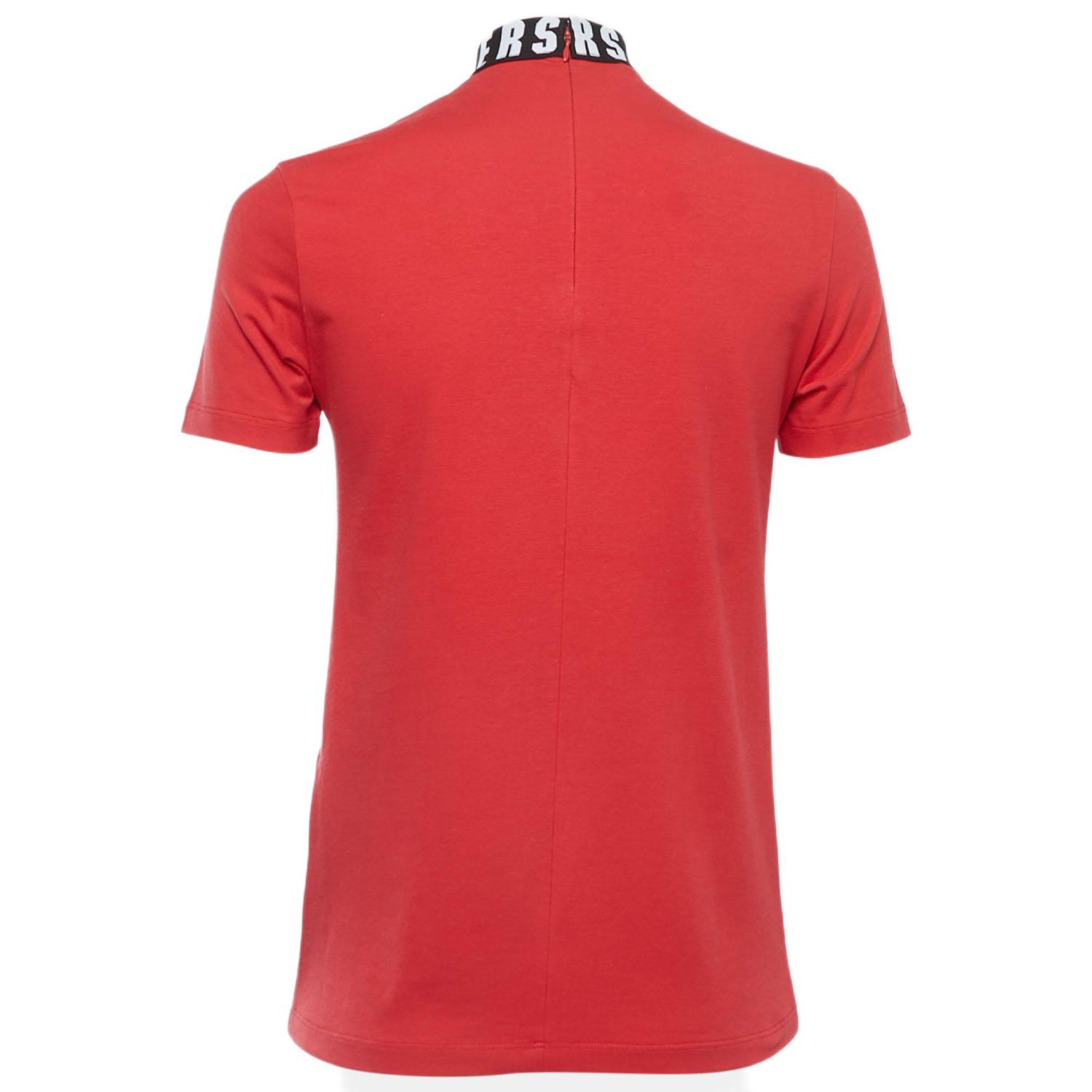 Women's Pre-Owned Versus Versace Red Cotton Logo Detailed High Neck T-Shirt