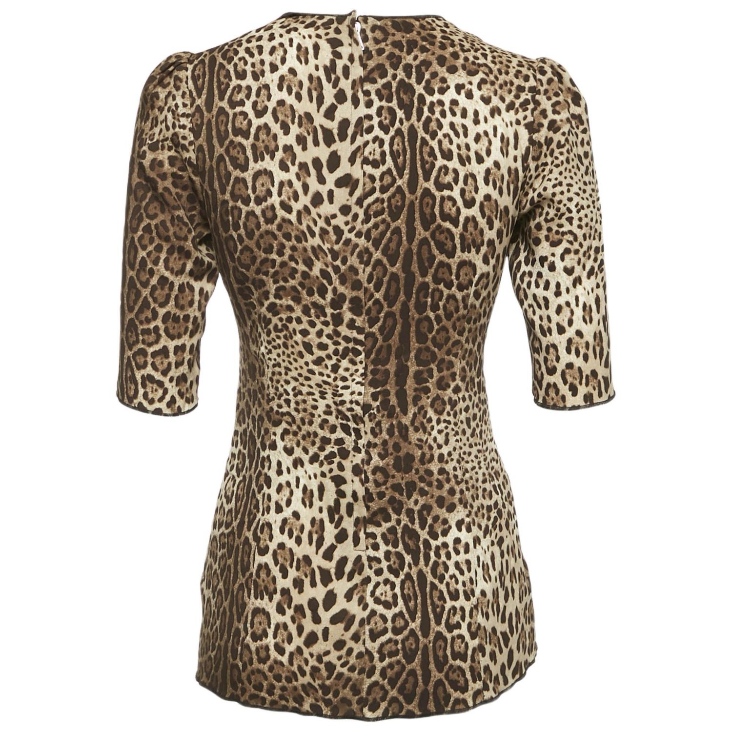 Women's Brown Leopard Print Silk Blouse