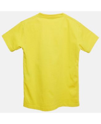 Men's Yellow Logo Print Cotton Crewneck T-Shirt
