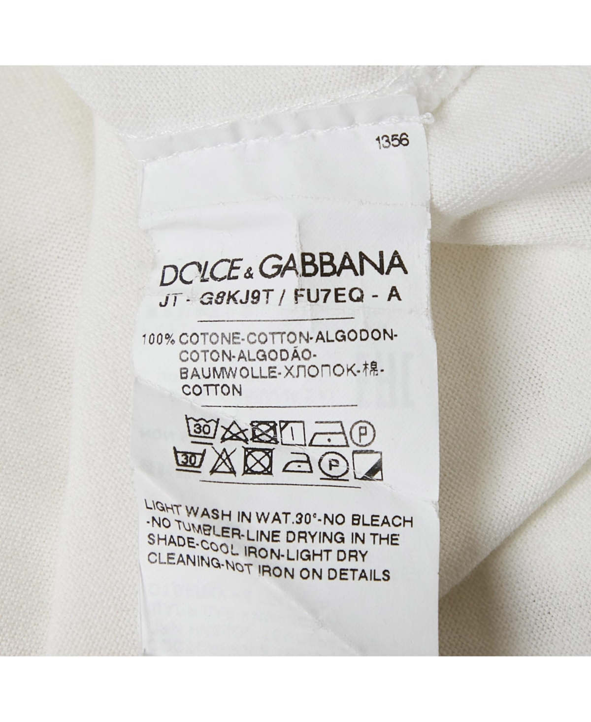 Pre-Owned Dolce & Gabbana Men's White Cotton Logo Plaque T-Shirt