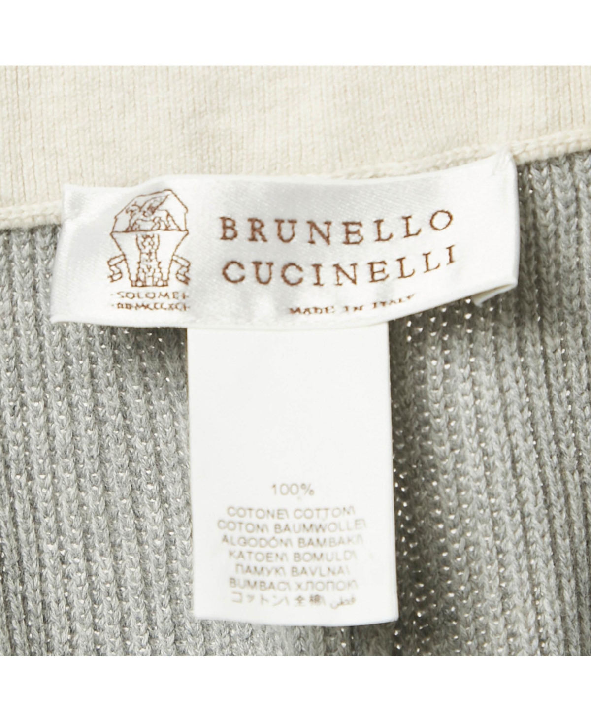Pre-Owned Brunello Cucinelli Men's Grey Cotton Rib Knit Shorts