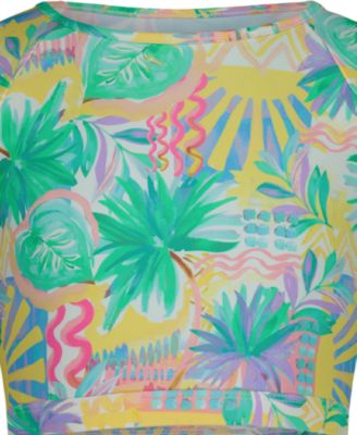 Girls' 7-16 Swimsuit Printed Rash Guard and Bottom, 2-Piece Set