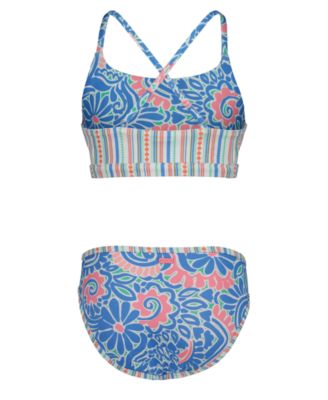 Girls' 7-16 Floral Printed Swim Top and Bottom, 2-Piece Set