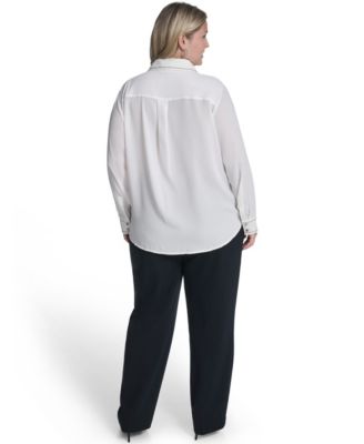 Plus Size Long-Sleeve Button-Down Top