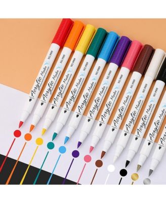 24-color acrylic markers with waterproof soft tips for painting.